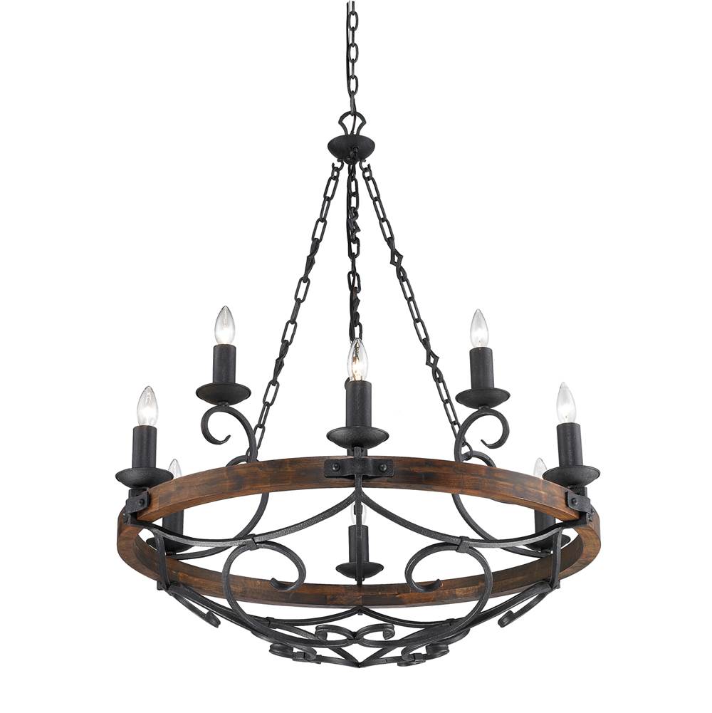 Golden Lighting 1821-9 BI Black Iron Wry Lighting Madera 9-light Chandelier In Black Iron Image 2