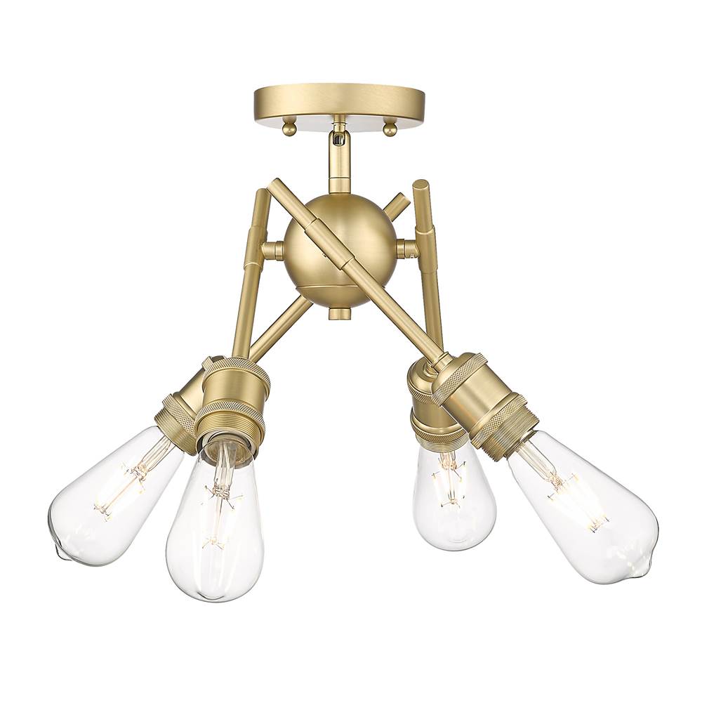 Golden Lighting Axel Wry Lighting Axel 4-light Semi-flush Mount In Brushed Champagne Brass