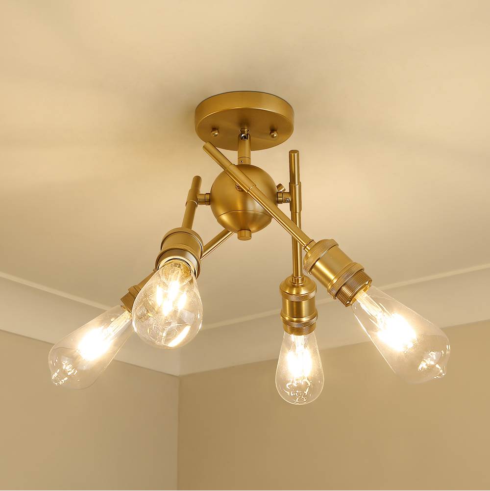 Golden Lighting 1945-SF BCB Brushed Champagne Brass Wry Lighting Axel 4-light Semi-flush Mount In Brushed Champagne Brass Image 3