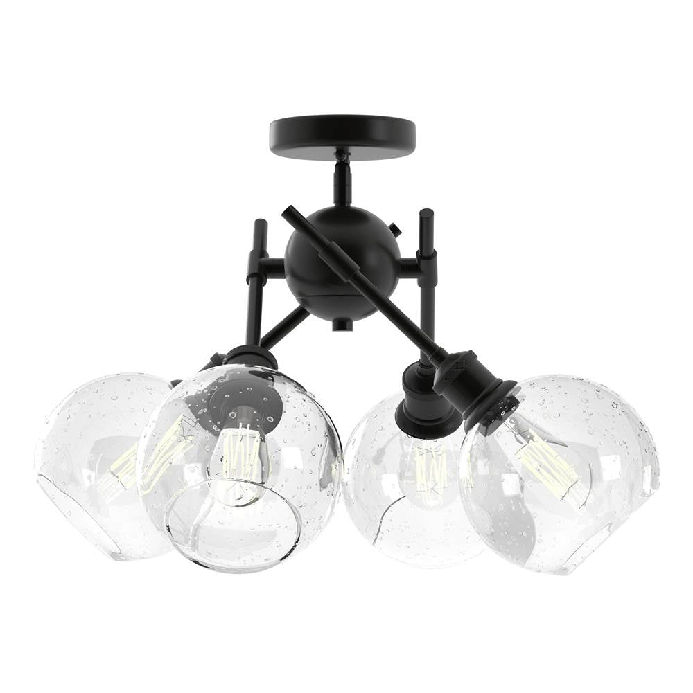 Golden Lighting 1945-SF BLK-GLOBE-SD Matte Black Wry Lighting Axel 4-light Semi-flush Mount In Matte Black And Globe Seeded Glass Image 1