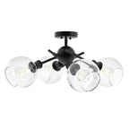 Golden Lighting Axel Wry Lighting Axel 4-light Semi-flush Mount In Matte Black And Globe Seeded Glass