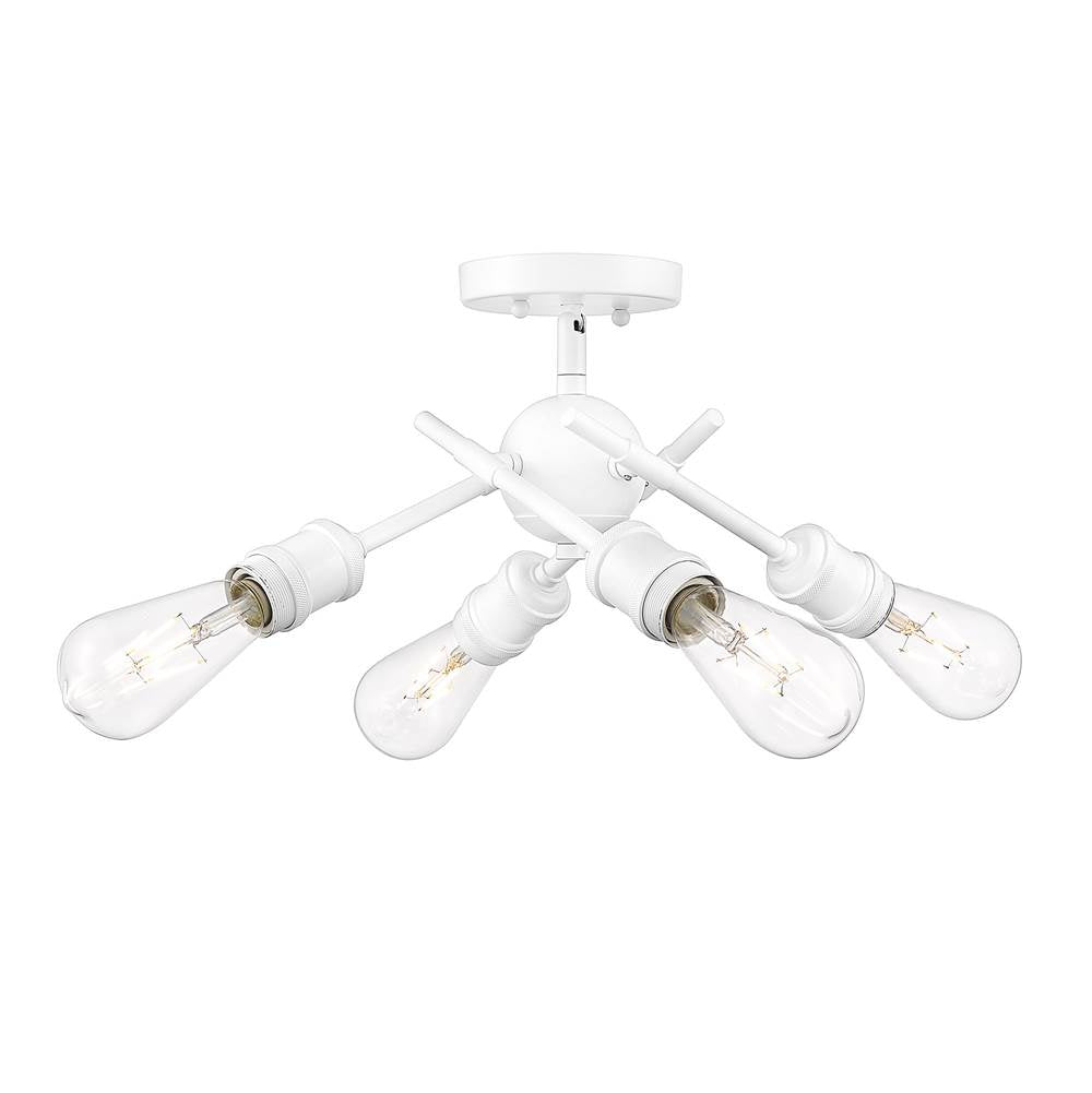 Golden Lighting 1945-SF WHT Matte White Wry Lighting Axel 4-light Semi-flush Mount In Matte White Image 3