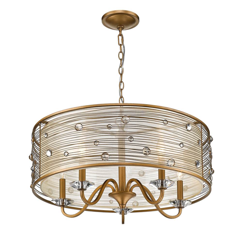 Golden Lighting 1993-5 PG Peruvian Gold Golden Lighting Joia 5-light Chandelier In Peruvian Gold Image 3