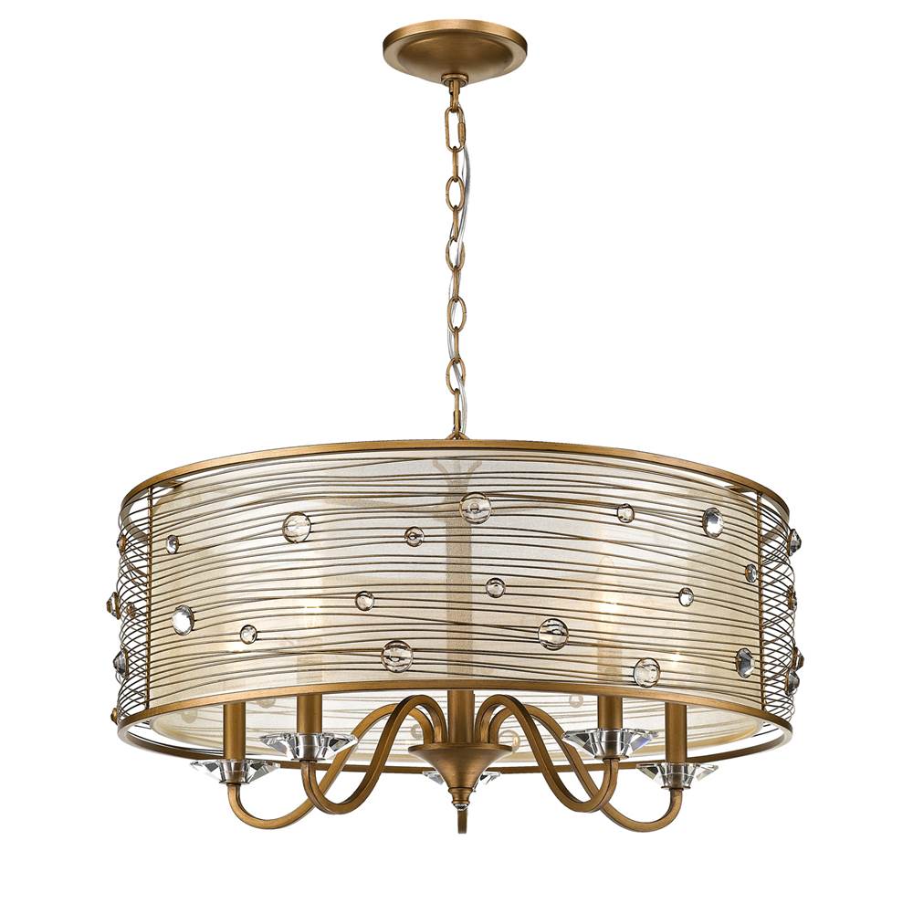 Golden Lighting 1993-5 PG Peruvian Gold Golden Lighting Joia 5-light Chandelier In Peruvian Gold Image 2