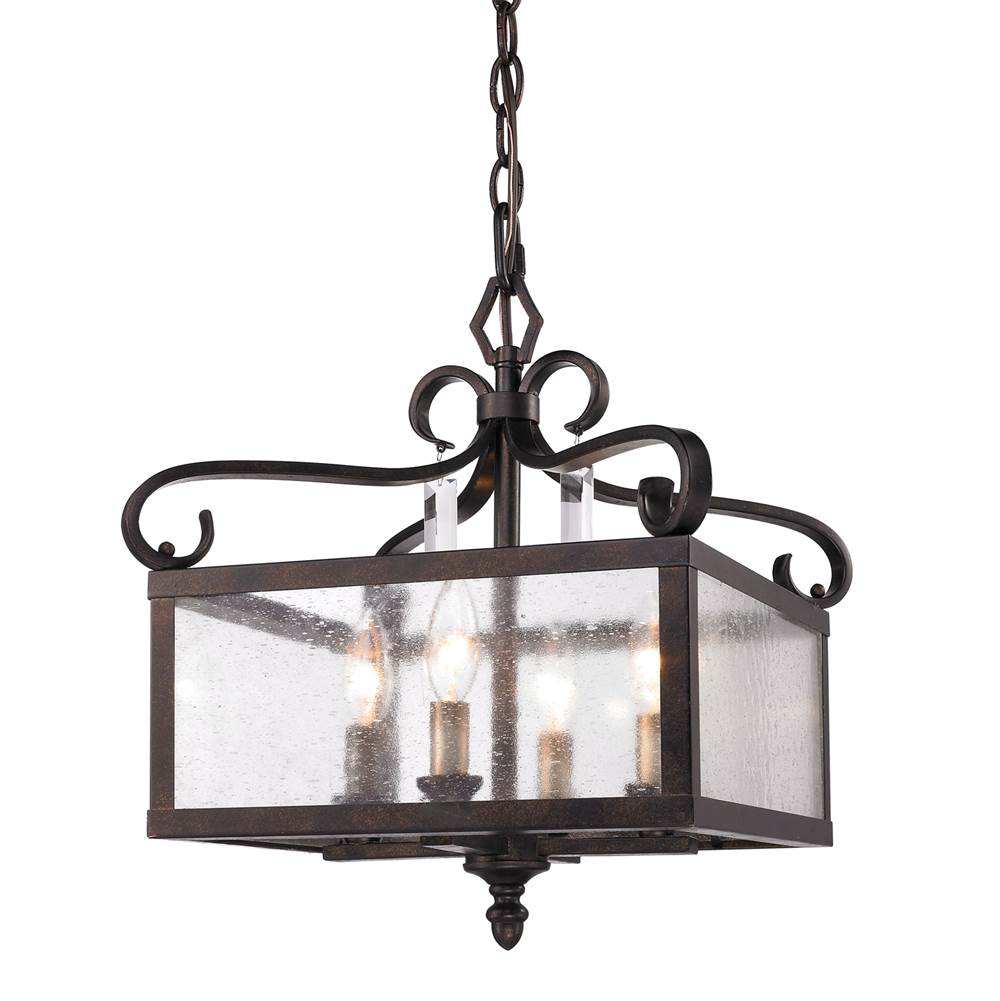 Golden Lighting 2049-SF FB Fired Bronze Golden Lighting Valencia 4-light Semi-flush Mount In Fired Bronze Image 1