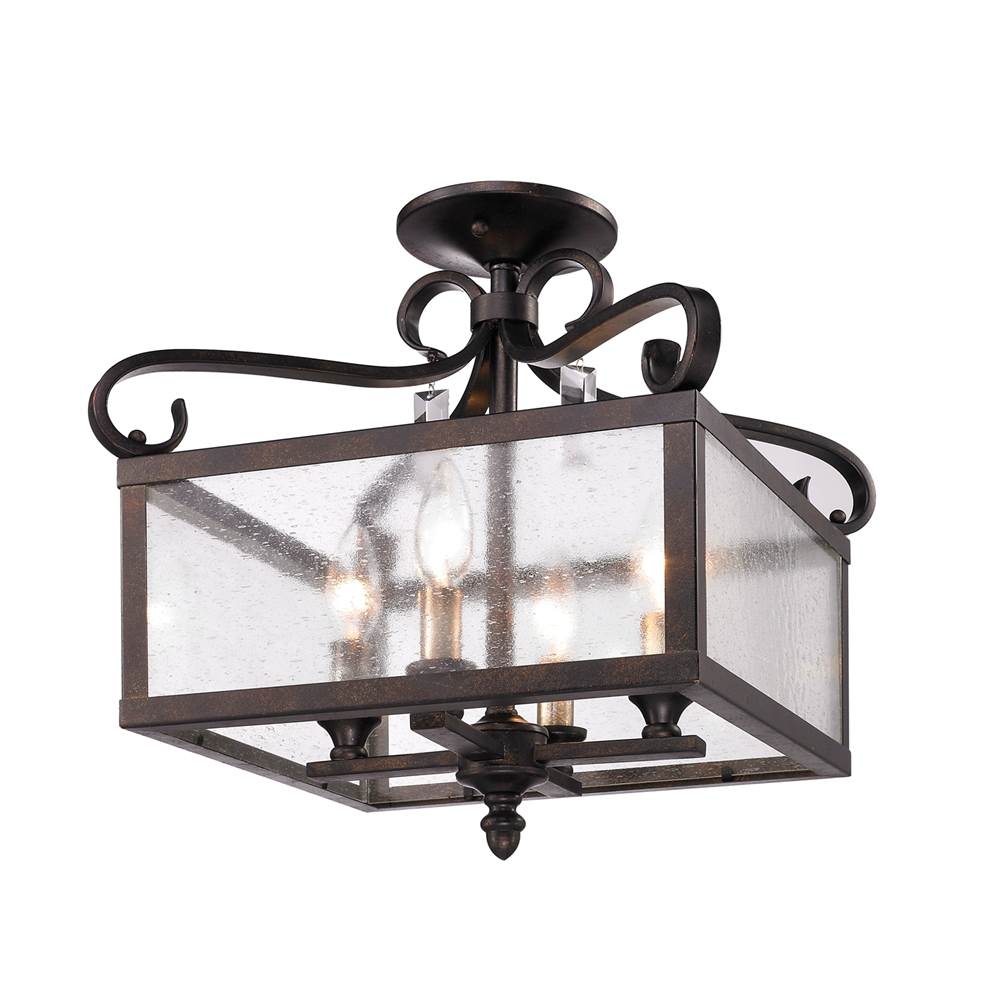 Golden Lighting 2049-SF FB Fired Bronze Golden Lighting Valencia 4-light Semi-flush Mount In Fired Bronze Image 6