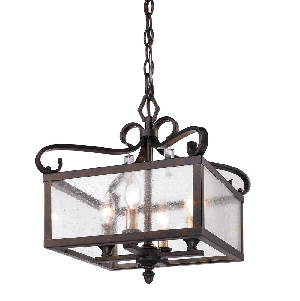 Golden Lighting 2049-SF FB Fired Bronze Golden Lighting Valencia 4-light Semi-flush Mount In Fired Bronze Image 4