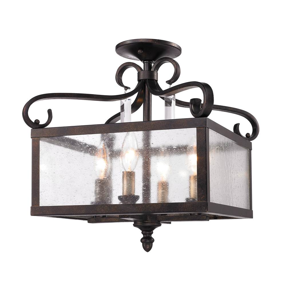 Golden Lighting 2049-SF FB Fired Bronze Golden Lighting Valencia 4-light Semi-flush Mount In Fired Bronze Image 3