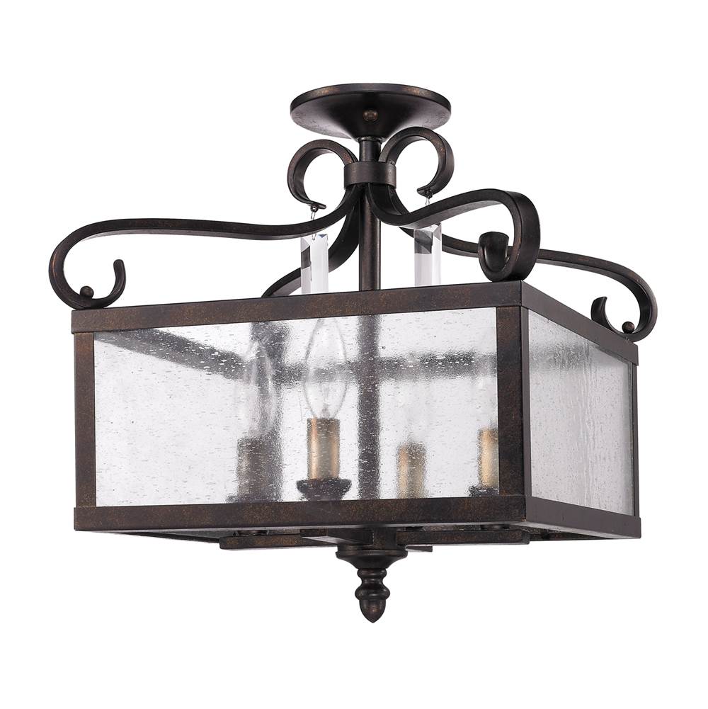 Golden Lighting 2049-SF FB Fired Bronze Golden Lighting Valencia 4-light Semi-flush Mount In Fired Bronze Image 2