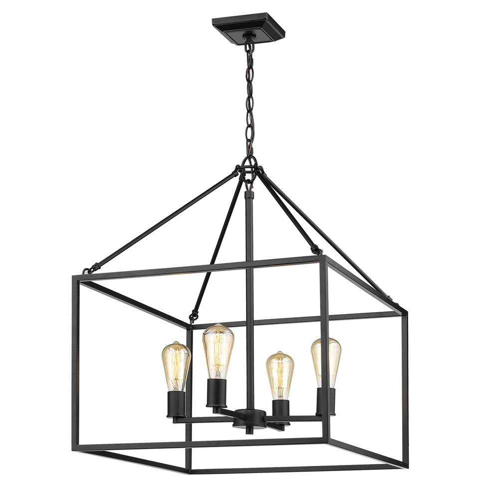 Golden Lighting 2072-4 BLK Matte Black Golden Lighting Wesson 4-light Chandelier In Matte Black Image 4