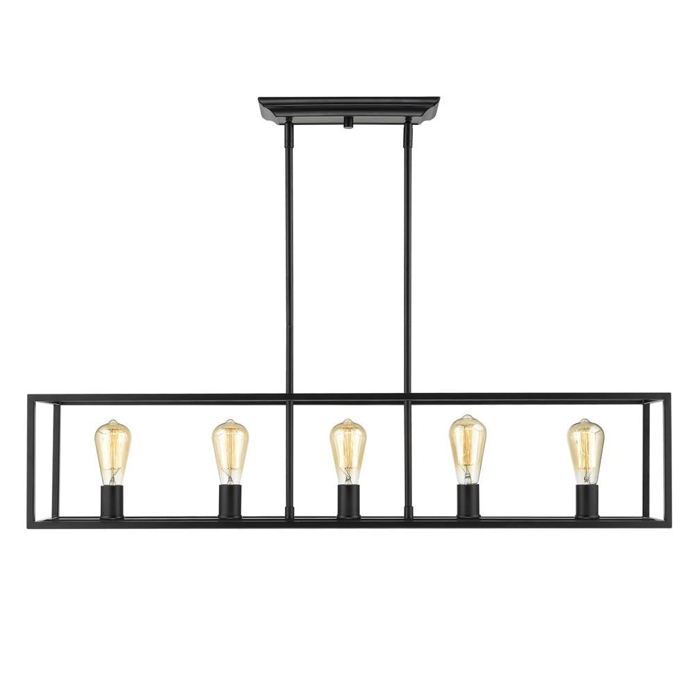 Golden Lighting 2072-LP BLK Matte Black Golden Lighting Wesson 5-light Island Light In Matte Black Image 1