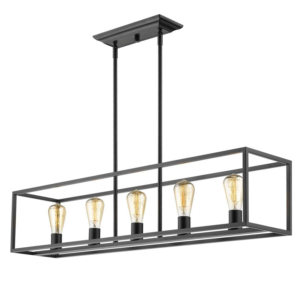 Golden Lighting 2072-LP BLK Matte Black Golden Lighting Wesson 5-light Island Light In Matte Black Image 3