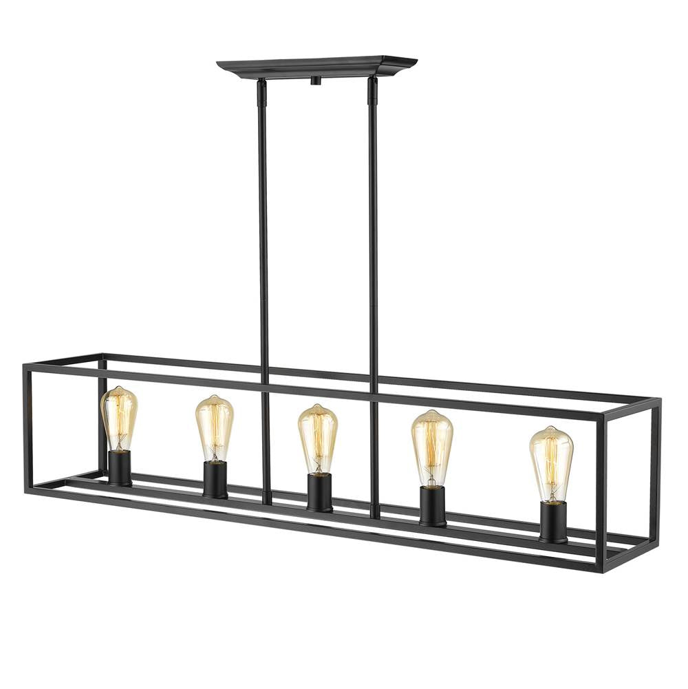 Golden Lighting 2072-LP BLK Matte Black Golden Lighting Wesson 5-light Island Light In Matte Black Image 2