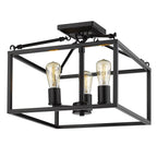 Golden Lighting 2072-SF BLK Matte Black Golden Lighting Wesson 3-light Semi-flush Mount In Matte Black Image 1