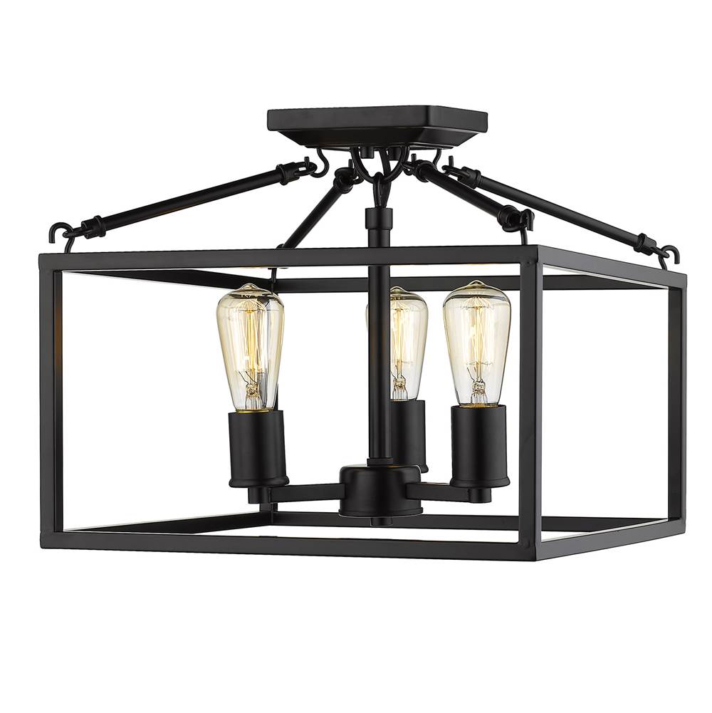 Golden Lighting Wesson Golden Lighting Wesson 3-light Semi-flush Mount In Matte Black