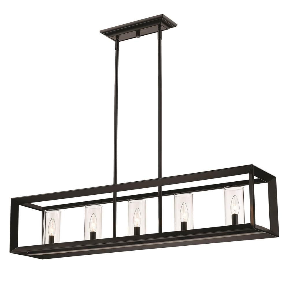 Golden Lighting 2073-LP BLK-CLR Matte Black Golden Lighting Smyth 5-light Island Light In Matte Black Image 1
