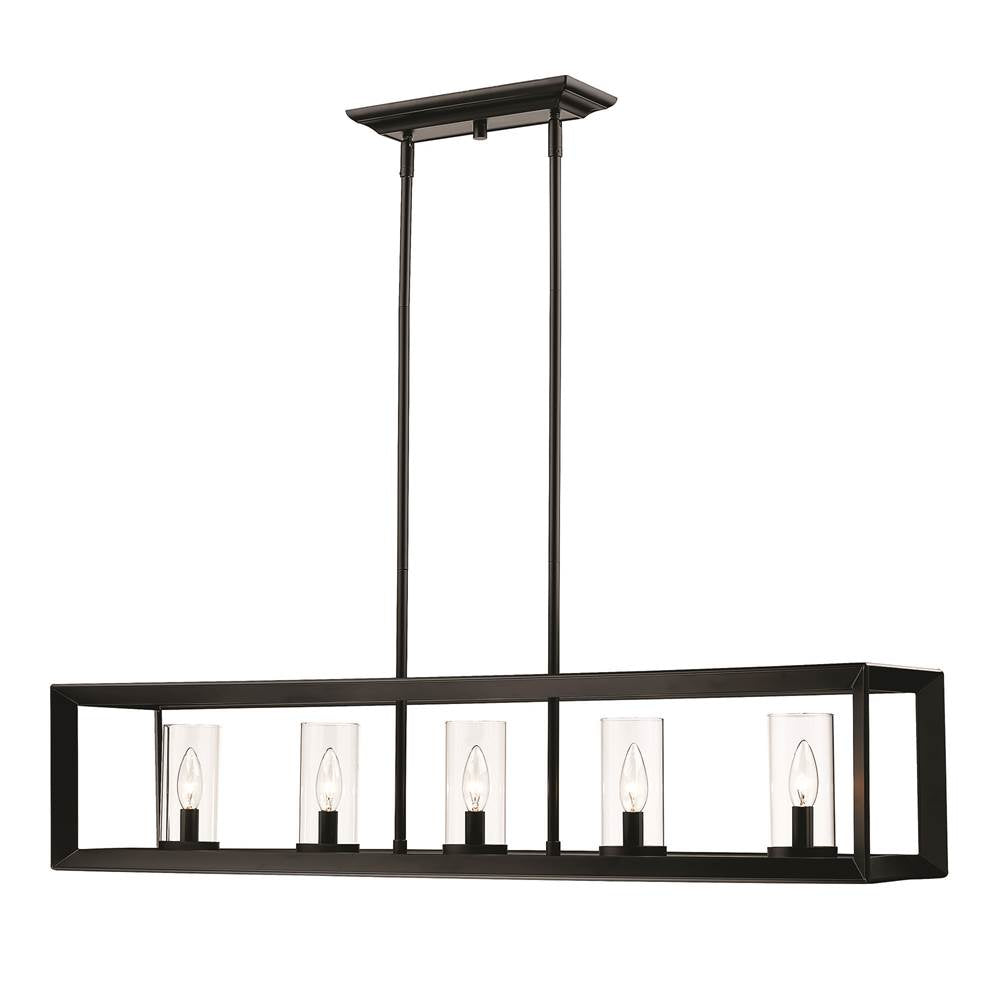 Golden Lighting 2073-LP BLK-CLR Matte Black Golden Lighting Smyth 5-light Island Light In Matte Black Image 5