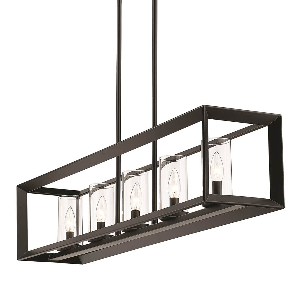 Golden Lighting 2073-LP BLK-CLR Matte Black Golden Lighting Smyth 5-light Island Light In Matte Black Image 4