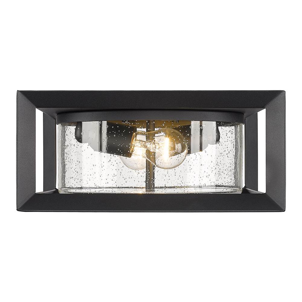 Golden Lighting Smyth Golden Lighting Smyth 2-light Outdoor Ceiling In Natural Black And Seeded Glass
