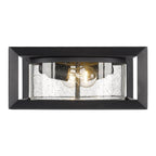 Golden Lighting Smyth Golden Lighting Smyth 2-light Outdoor Ceiling In Natural Black And Seeded Glass