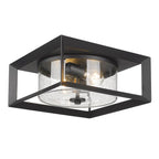 Golden Lighting 2073-OFM NB-SD Natural Black Golden Lighting Smyth 2-light Outdoor Ceiling In Natural Black And Seeded Glass Image 6
