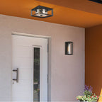 Golden Lighting 2073-OFM NB-SD Natural Black Golden Lighting Smyth 2-light Outdoor Ceiling In Natural Black And Seeded Glass Image 4