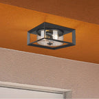 Golden Lighting 2073-OFM NB-SD Natural Black Golden Lighting Smyth 2-light Outdoor Ceiling In Natural Black And Seeded Glass Image 3