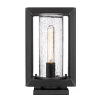 Golden Lighting Smyth Golden Lighting Smyth 1-light Outdoor Pier Mount In Natural Black And Seeded Glass