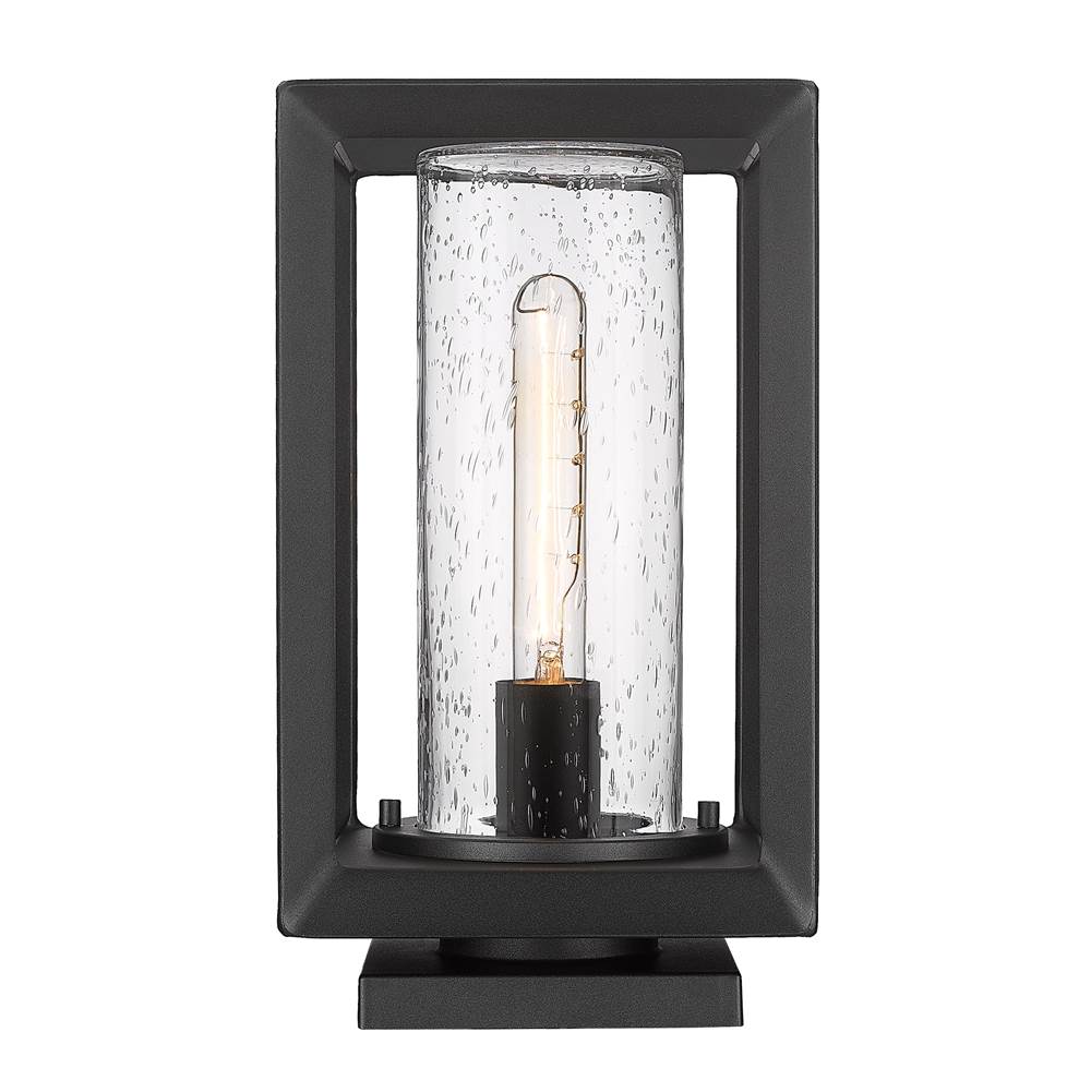 Golden Lighting Smyth Golden Lighting Smyth 1-light Outdoor Pier Mount In Natural Black And Seeded Glass