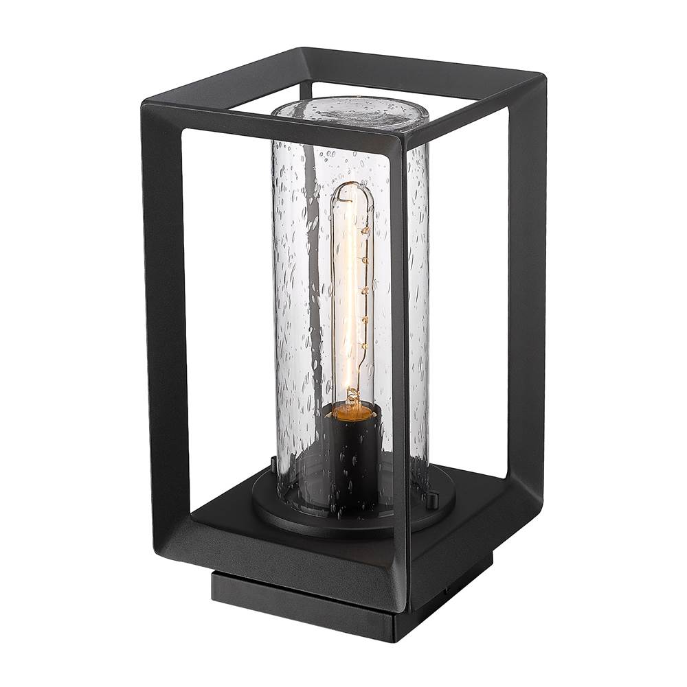 Golden Lighting 2073-OPR NB-SD Natural Black Golden Lighting Smyth 1-light Outdoor Pier Mount In Natural Black And Seeded Glass Image 6