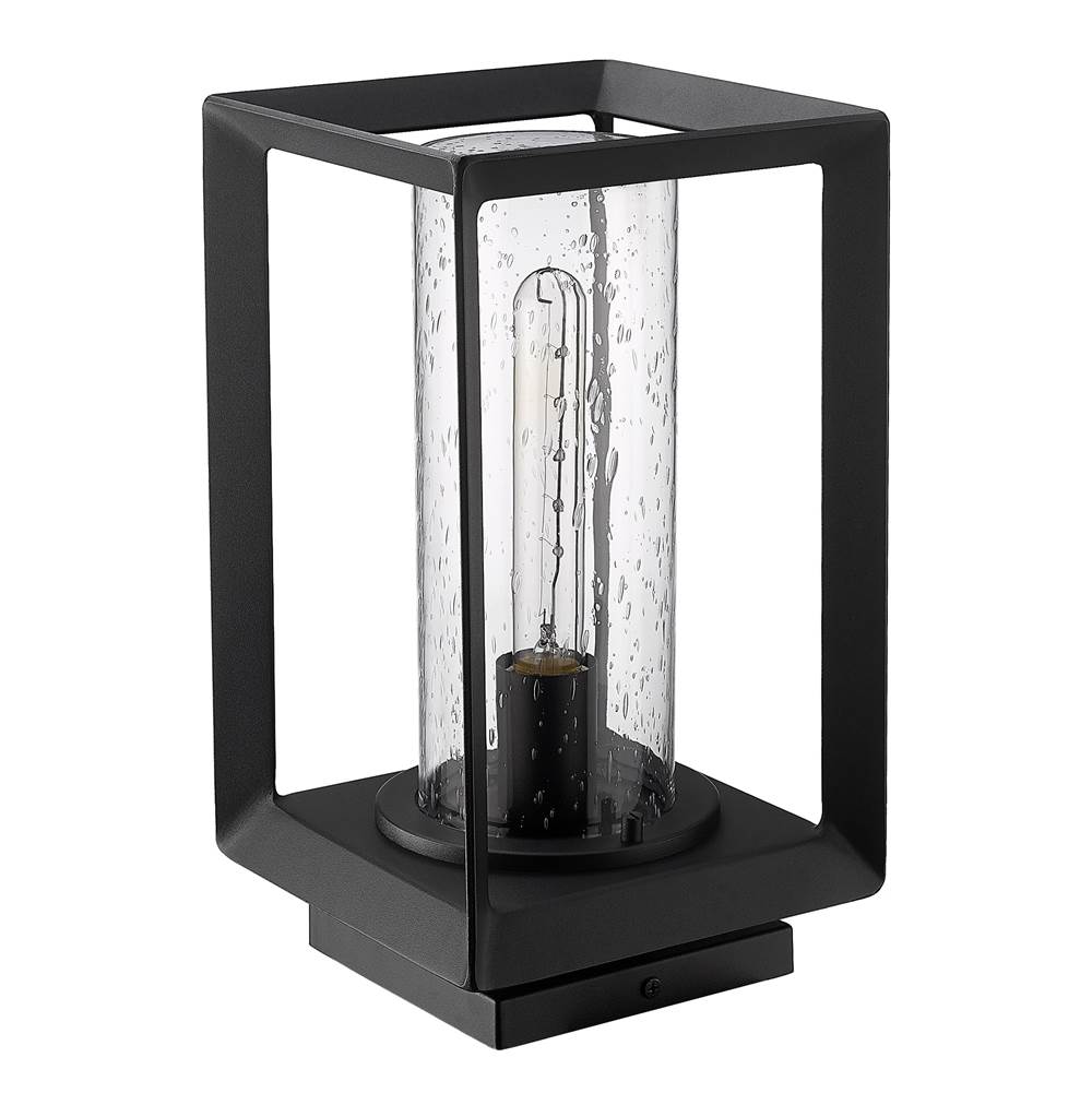 Golden Lighting 2073-OPR NB-SD Natural Black Golden Lighting Smyth 1-light Outdoor Pier Mount In Natural Black And Seeded Glass Image 5