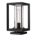 Golden Lighting 2073-OPR NB-SD Natural Black Golden Lighting Smyth 1-light Outdoor Pier Mount In Natural Black And Seeded Glass Image 1