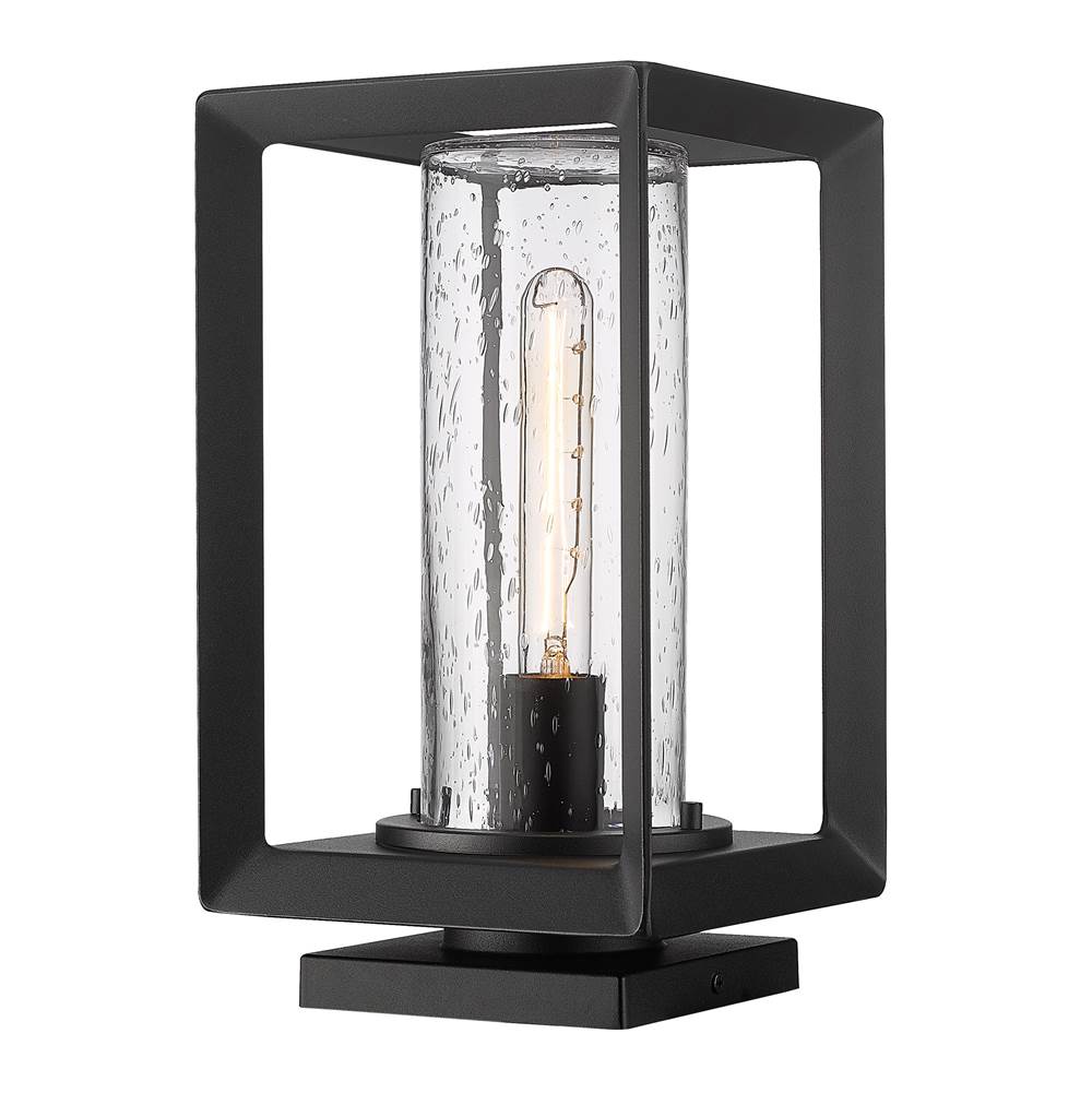 Golden Lighting 2073-OPR NB-SD Natural Black Golden Lighting Smyth 1-light Outdoor Pier Mount In Natural Black And Seeded Glass Image 1