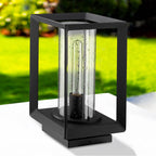 Golden Lighting 2073-OPR NB-SD Natural Black Golden Lighting Smyth 1-light Outdoor Pier Mount In Natural Black And Seeded Glass Image 3