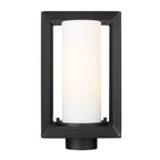 Golden Lighting Smyth Golden Lighting Smyth 1-light Outdoor Post In Natural Black And Opal Glass
