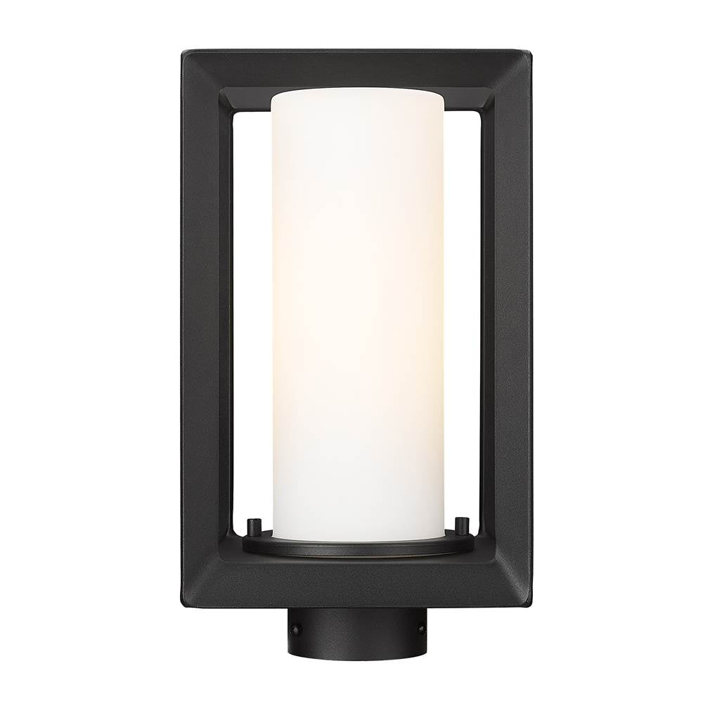 Golden Lighting Smyth Golden Lighting Smyth 1-light Outdoor Post In Natural Black And Opal Glass