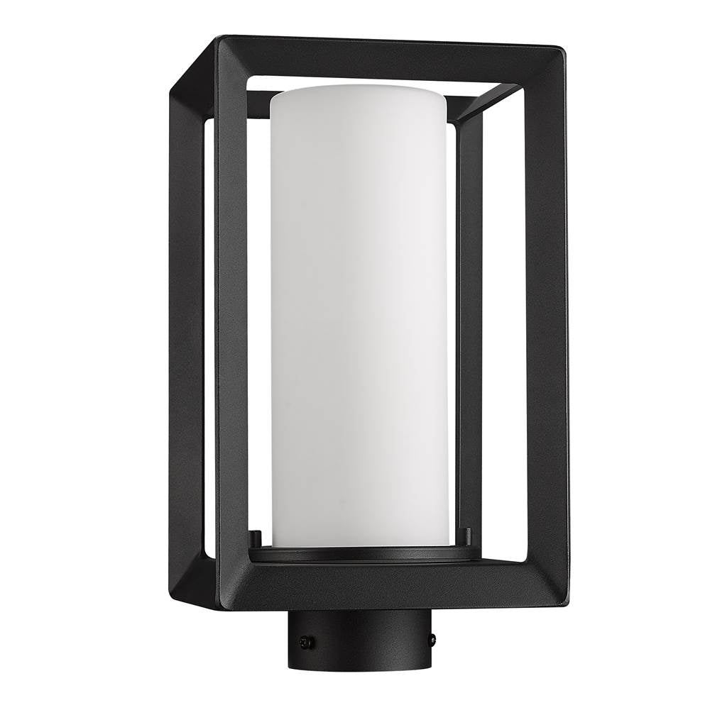Golden Lighting 2073-OPST NB-OP Natural Black Golden Lighting Smyth 1-light Outdoor Post In Natural Black And Opal Glass Image 5