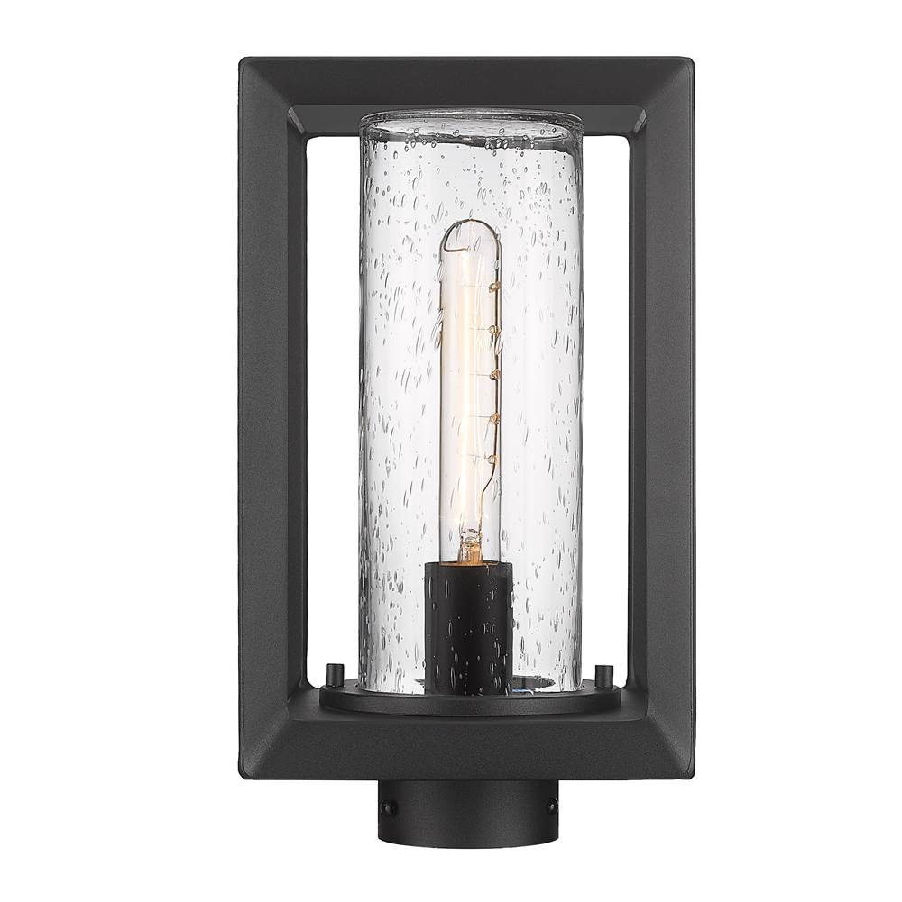 Golden Lighting Smyth Golden Lighting Smyth 1-light Outdoor Post In Natural Black And Seeded Glass
