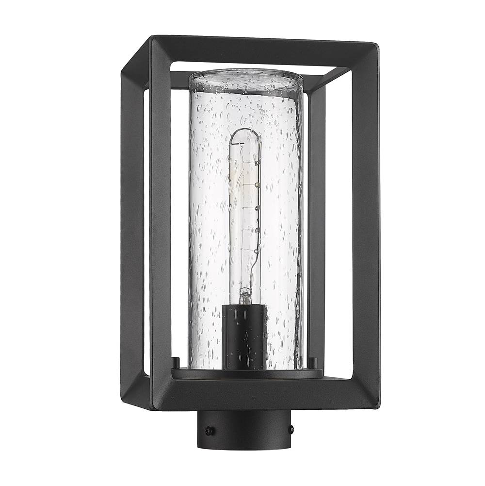 Golden Lighting 2073-OPST NB-SD Natural Black Golden Lighting Smyth 1-light Outdoor Post In Natural Black And Seeded Glass Image 5