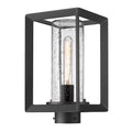 Golden Lighting 2073-OPST NB-SD Natural Black Golden Lighting Smyth 1-light Outdoor Post In Natural Black And Seeded Glass Image 1