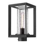 Golden Lighting 2073-OPST NB-SD Natural Black Golden Lighting Smyth 1-light Outdoor Post In Natural Black And Seeded Glass Image 1