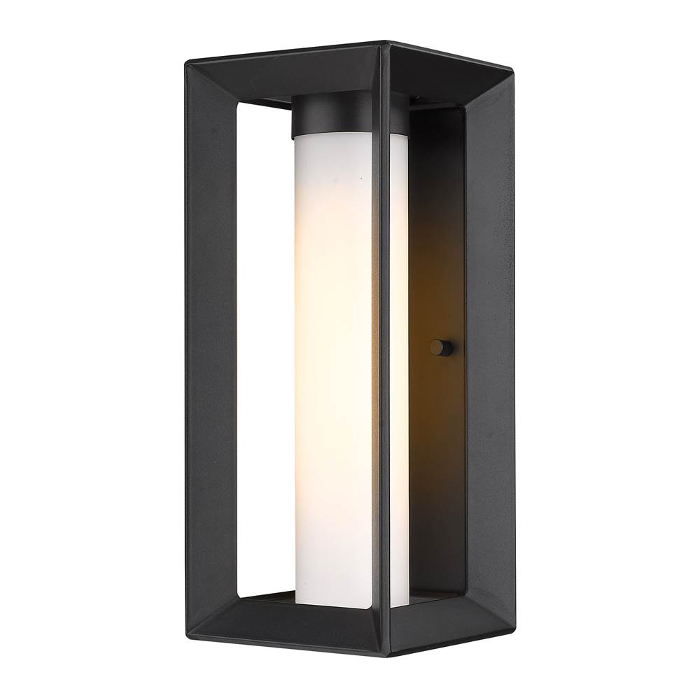 Golden Lighting 2073-OWM NB-OP Natural Black Golden Lighting Smyth 1-light Outdoor Wall In Natural Black And Opal Glass Image 1