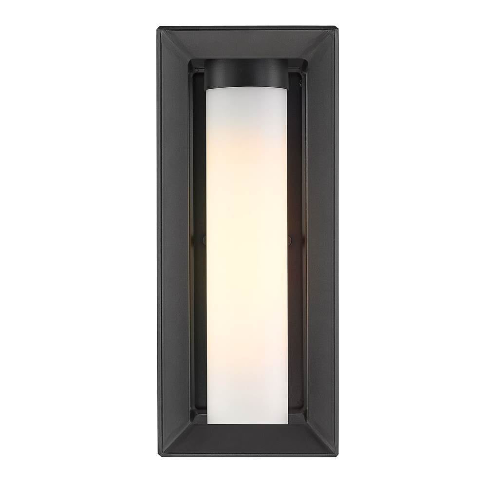 Golden Lighting Smyth Golden Lighting Smyth 1-light Outdoor Wall In Natural Black And Opal Glass