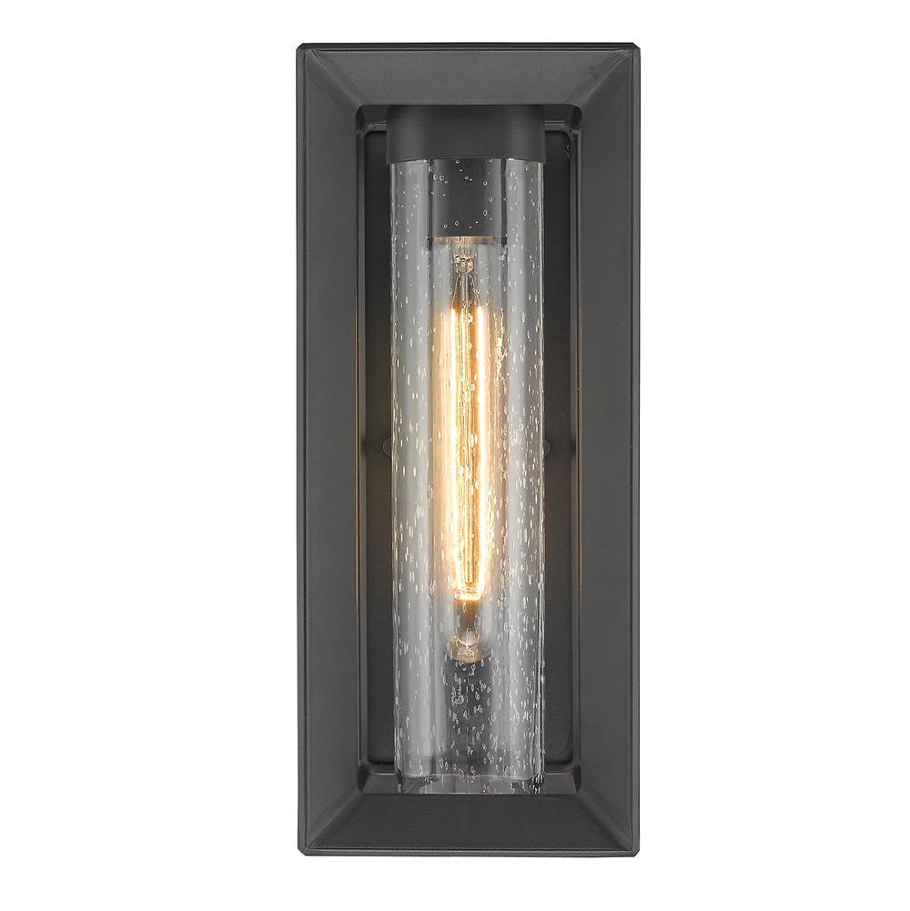 Golden Lighting Smyth Golden Lighting Smyth 1-light Outdoor Wall In Natural Black And Seeded Glass