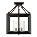 Golden Lighting Smyth Golden Lighting Smyth 3-light 17''h Semi-flush Mount In Matte Black And Clear Glass