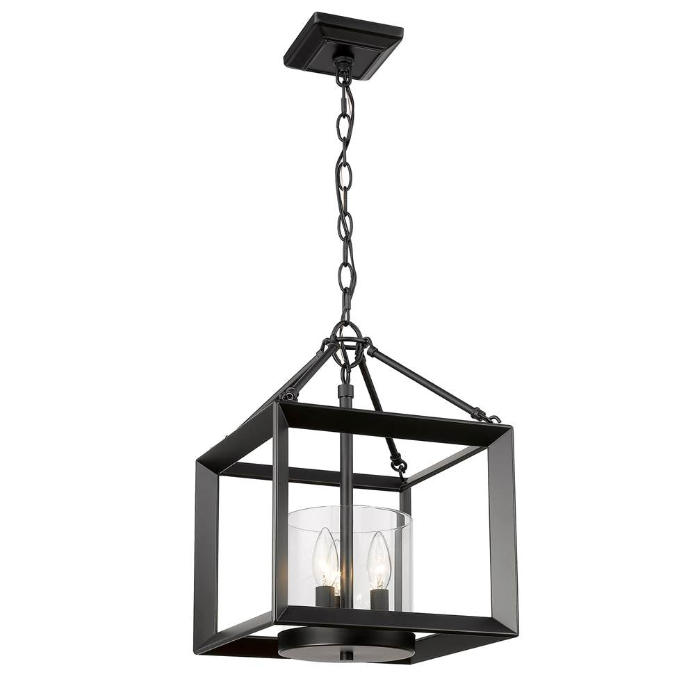 Golden Lighting 2073-SF BLK-CLR Matte Black Golden Lighting Smyth 3-light 17''h Semi-flush Mount In Matte Black And Clear Glass Image 3
