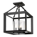 Golden Lighting 2073-SF BLK-CLR Matte Black Golden Lighting Smyth 3-light 17''h Semi-flush Mount In Matte Black And Clear Glass Image 1