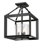 Golden Lighting 2073-SF BLK-CLR Matte Black Golden Lighting Smyth 3-light 17''h Semi-flush Mount In Matte Black And Clear Glass Image 1