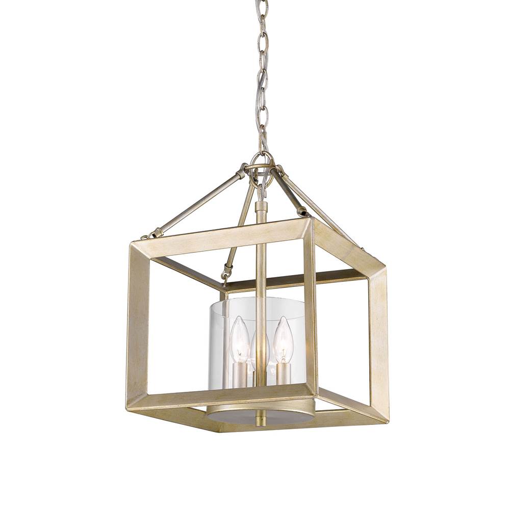 Golden Lighting Smyth Golden Lighting Smyth 3-light 17''h Semi-flush Mount In Matte Black And Clear Glass