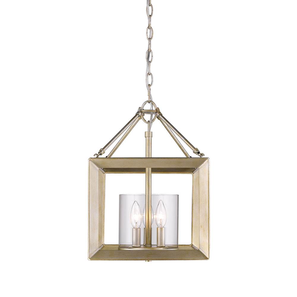 Golden Lighting 2073-SF WG-CLR White Gold Golden Lighting Smyth 3-light Semi-flush Mount In White Gold Image 3